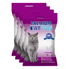 Premium Cat Clumping Bentonite Litter - levandų kraikas katėms 4x5L