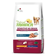 NATURAL TRAINER ADULT DOG SENSITIVE NO GRAIN Mini TROUT upėtakis 2kg