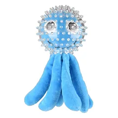 Flamingo Squid - pliušinis aštuonkojis šunims su kramtuku ir cypsinčiu žaislu, Blue / 18cm — 2 nuotrauka