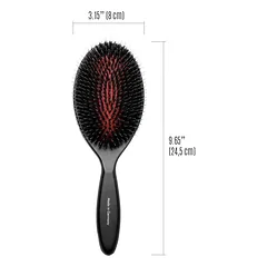 Buko medienos šepetys su 16 mm šerno šerelių nailoniniais dantukais, buko mediena, 16 mm šerno šereliai su nailoniniais dantukais, juodas, ovalo formos, didelis, 24,5x8 cm — 3 nuotrauka