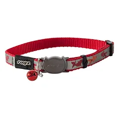 ROGZ Reflecto antkaklis katei raudonas su žuvytėm 11mm 20-31cm