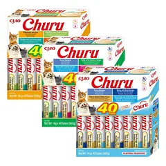INABA Churu katėms – skonių mišinys su jūros gėrybėmis, vištiena ir tunu 120x14g