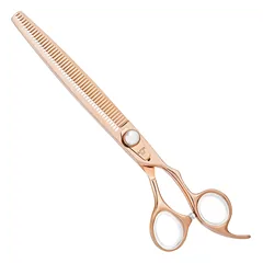 Geib Gold Pearl Blender 8.0 - vienpusės retinimo žirklės, 50 dantų, elegantiškos auksinės spalvos