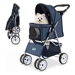 Giantex Zusammenklappbarer Hundewagen Mit Sonnendach Und Getränkehalter