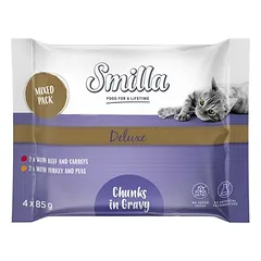 Smilla Deluxe drėgnas maistas katėms, kąsneliai padaže su daržovėmis, maišeliai — 3 nuotrauka