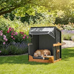 Šunų guolis Relaxdays 10053176_469, Su pasukamu dubeniu, 75 × 95 × 65 cm — 2 nuotrauka
