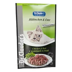 DR. CLAUDER’S drėgnas maistas katėms su vištiena ir antiena 12x100g