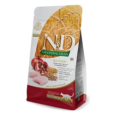Farmina N&D Cat Low Grain Neutered Chicken Pomegranate mažai grūdų turintis sausasis maistas sterilizuotoms katėms, 10 kg