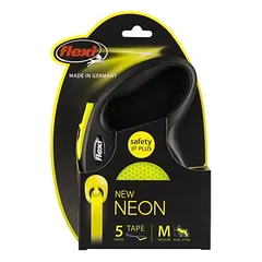 Flexi Neon New Classic M 5 m automatinis juostinis pavadėlis šunims iki 25 kg, neono spalvos — 2 nuotrauka