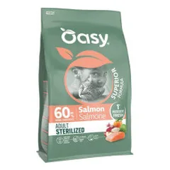 Oasy Superior Adult Sterilized Salmon sausas pašaras su lašiša katėms - Pet24