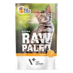 VETEXPERT RAW PALEO Kitten turkey 100 g šlapias maistas kačiukams -kalakutėna