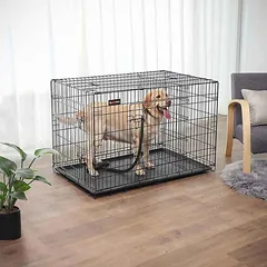 Metalinis dviejų durų narvas šuniui 122 x 74,5 x 80,5 cm, juodos spalvos — 3 nuotrauka