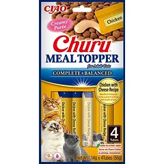 INABA Meal Topper Chicken Cheese 4x14 g kreminis vištienos ir sūrio priedas prie kačių ėdalo