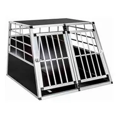 Dvigubas aliumininis transportavimo narvas šunims į automobilį – XL 104 x 91 x 70 cm