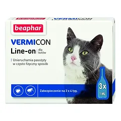 VERMICON LINE-ON CAT 1ML - 3 pipetės lašų nuo blusų katėms
