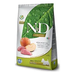 Farmina N&D Grain Free Adult Mini šerniena ir obuoliai sausakasis maistas suaugusiems mažų veislių šunims, 2.5 kg