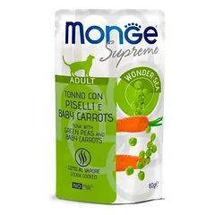 Monge Supreme Tuna With Green Peas & Baby Carrots Adult drėgnas maistas suaugusioms katėms, 80 g