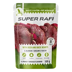 SUPER RAFI z jeleniem i sercami z kaczki 5x500 g mokra karma dla psów