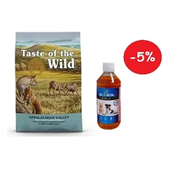Taste of the Wild Appalachian Valley Small Breed 12,2kg + LAB V Lašišų aliejus šunims ir katėms 500ml