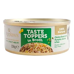 APPLAWS Taste Toppers Vištienos krūtinėlė, moliūgas, žirneliai sultinyje 156 g