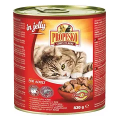 PROPESKO katės su jautiena ir kepenys želė gabalėliai 830 g