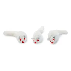 Beeztees Katzenspielzeug Maus weiß - 3 Stück