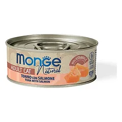 Monge kons. pašaras katėms su tuno gabalėliais, vištiena ir lašiša savo sultyse 80g