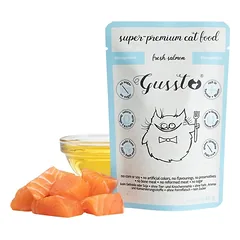 GUSSTO Cat Fresh Salmon šlapias kačių maistas, šviežia lašiša 85 g