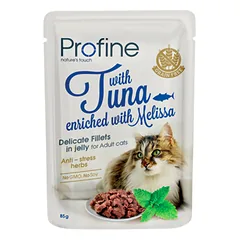 PROFINE Jelly with Tuna šlapias pašaras maišeliuose suaugusioms katėms su vištiena ir tunu, 85 g photo