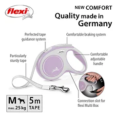 FLEXI pavadėlis šuniui New Comfort M juostinis 5m, rožinis — 2 nuotrauka