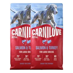 CARNILOVE Active Dog Salmon & Turkey Adult Large Breeds 2 x 12 kg – sausas pašaras su lašiša ir kalakutiena suaugusiems didelių veislių šunims