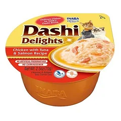 Inaba DASHI papildomas kačių maistas - vištienos, tuno ir lašišos skonio sultinys 70 g 