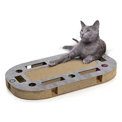 Canadian Cat Company kačių žaidimų aikštelė PLAYPLATE su draskymo kartonu, L 85 x B 54 x H 5.8 cm – dydis XL / tamsiai pilka, medžio raštu — 2 nuotrauka