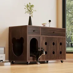 Zatte Katzentoiletten-Schrank Nussbaum, geruchsisoliert 100x45x66