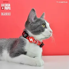 Dashi La Casa De Papel Bella Ciao Katės Antkaklis - katės antkaklis su dizainu, įkvėptu serialo „Money Heist“., Czerwona — 2 nuotrauka