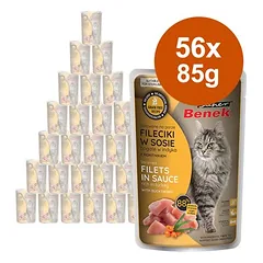 Super Benek begrūdės garuose virtos filė, drėgnas maistas katėms, ekonominė pakuotė 56 x 85 g