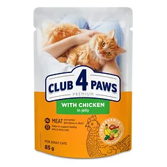 Club 4 Paws konservai katėms su vištiena drebučiuose 85g * 24vnt.