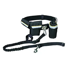 Trixie Waist Belt With Leash bėgimo diržas su pavadėliu, diržo dydis 60–120 cm/40 mm, pavadėlio ilgis 1.00–1.35 m/25 mm, juoda/grafito spalva