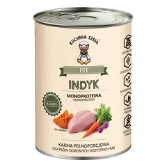 KUCHNIA SZEFA Fit Indyk 400 g mažai riebalų, monoproteininė maistas visų veislių šunims