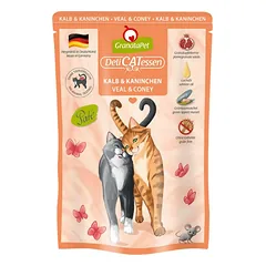 GranataPet DeliCatessen Veršiena ir Triušiena - be grūdų šlapias maistas su veršiena ir triušiena, maišeliai katėms, 12x 85g — 3 nuotrauka