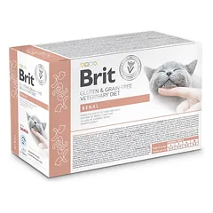 BRIT Veterinary Diet Grain Free Renal Cat Fillets in Gravy Salmon 12x85g katėms, palaikanti inkstų funkcijas