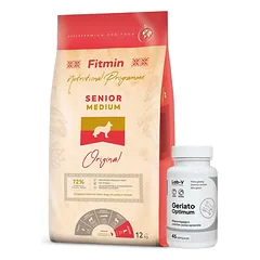 FITMIN Medium Senior 12kg + LAB-V Geriato Optimum - senjorų sveikata šunims ir katėms 45 kapsulės