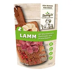 Betty's Landhausküche Dog maišeliai 10 x 125 g, drėgnas maistas šunims, Ėriena su grikiais — 2 nuotrauka