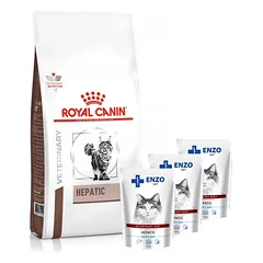 ROYAL CANIN Hepatic HF 26 4kg + ENZO VET Hepatinis paukštienos paštetas katėms 3x100g