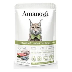 Amanova Sterilised guliašas su ėriena ir sardinėmis sterilizuotoms katėms - Pet24