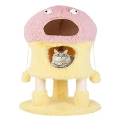 GIANTEX Monster-Katzenbaum Mit Zwei Höhlen Sisalpfosten Und Spielzeugen