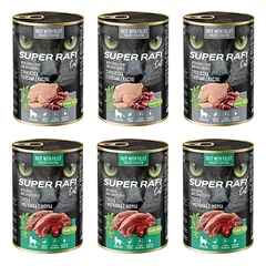 SUPER RAFI Cat Mix 2 skoniai 6x400 g šlapias maistas sterilizuotoms katėms