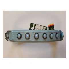 Hunter Leather collar  Rollin'Stone 60 light blue