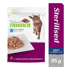Natural Trainer Sterilised Tuna Busta visavertis drėgnas maistas sterilizuotoms katėms su tunu, 85 g nuotrauka