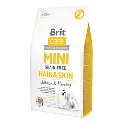 Brit Care Mini Hair & Skin Salmon begrūdis sausas ėdalas mažų veislių suaugusiems šunims su lašiša ir silke, 2 kg